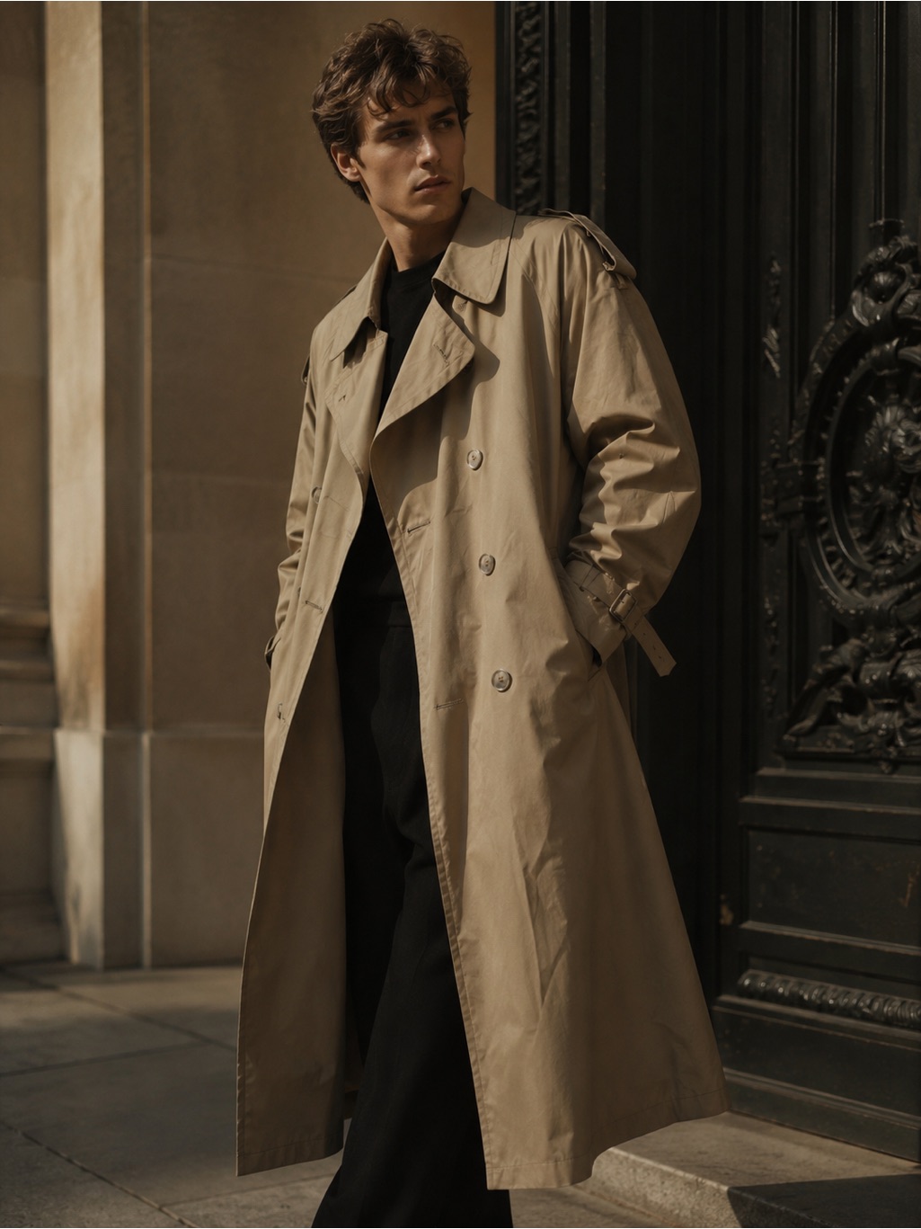 Christian Dior Men's Trench Coat In Khaki Size 42l